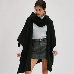 NWT Free People Ellie Scarf Wrap Duster - black